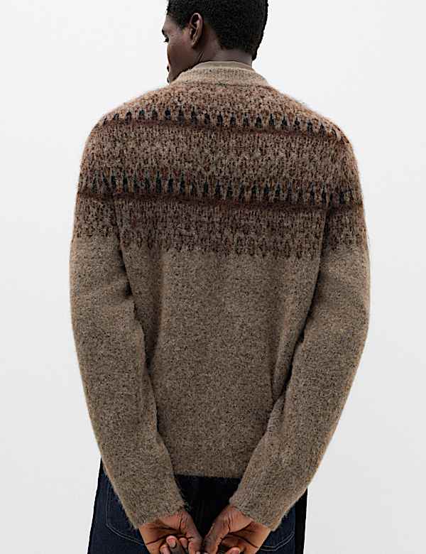 With Wool Fair Isle Crew Neck Jumper - TW