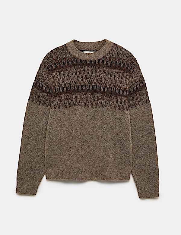 With Wool Fair Isle Crew Neck Jumper - TW