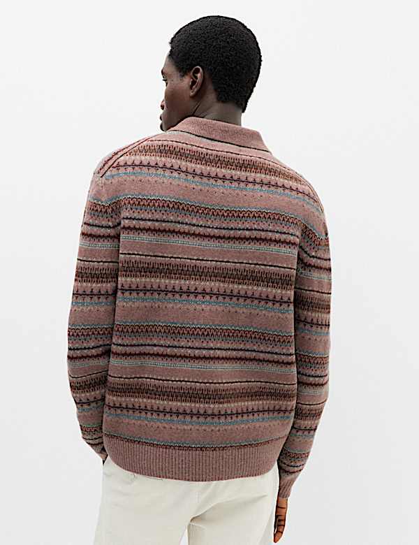 Fair Isle Knitted Polo Shirt with Wool - CH