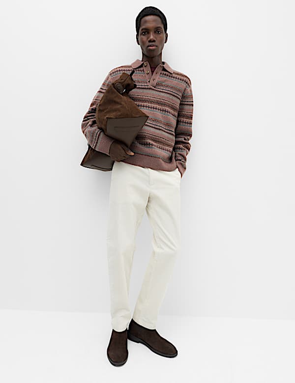 Fair Isle Knitted Polo Shirt with Wool - CH