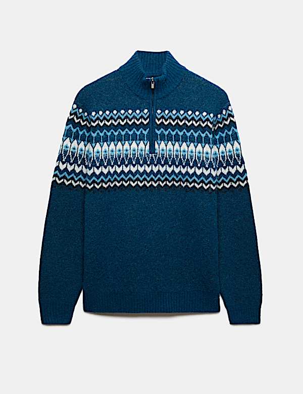 Fair Isle Half Zip Jumper with Wool - AU