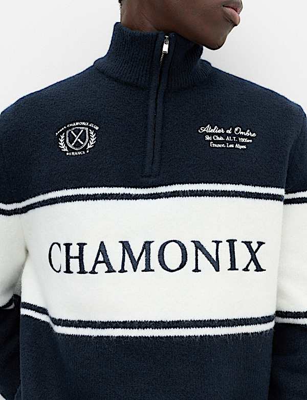 Colour Block Half Zip Jumper with Wool - UA