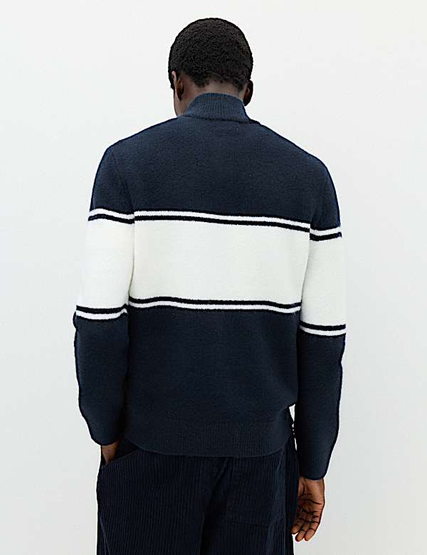Colour Block Half Zip Jumper with Wool - UA