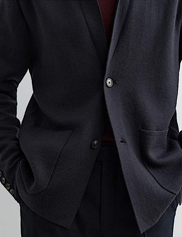 Pure Merino Wool Knitted Blazer - AU
