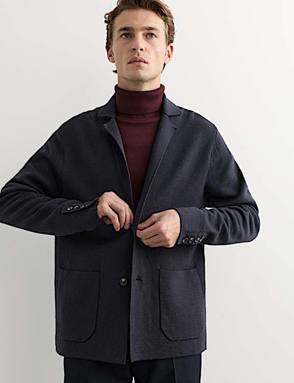Pure Merino Wool Knitted Blazer - AU
