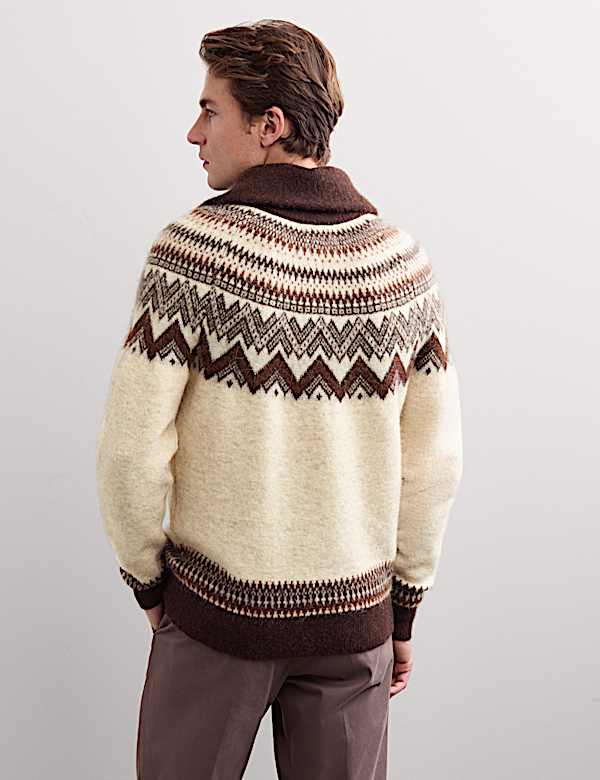 Alpaca Blend Fair Isle Half Zip Jumper - CH