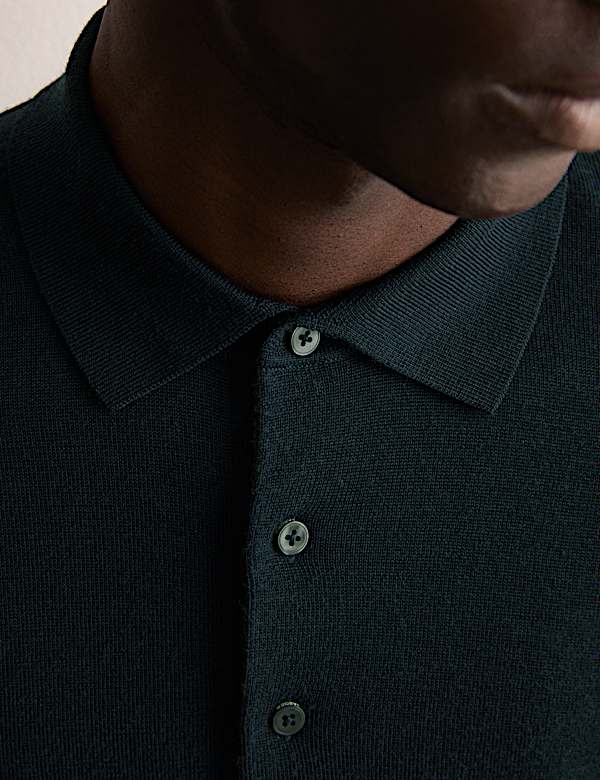 Polo de punto de lana merino con seda - ES