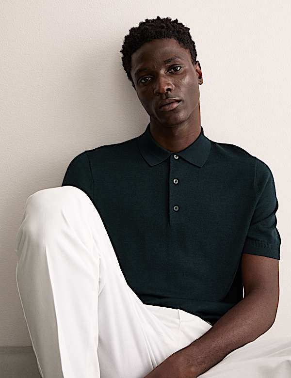 Polo de punto de lana merino con seda - ES