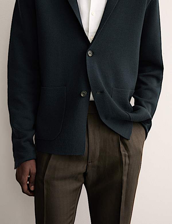 Pure Extra Fine Merino Wool Knitted Jacket - NL