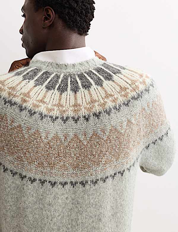 Pull en alpaga &agrave; motif jacquard et col rond - CH