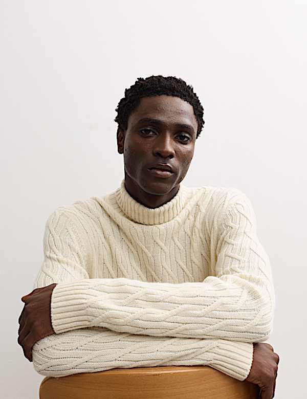 Pure Cashmere Diagonal Roll Neck Jumper - ES