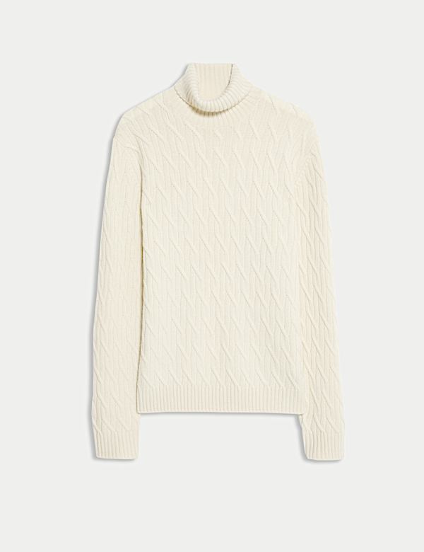 Pure Cashmere Diagonal Roll Neck Jumper - ES