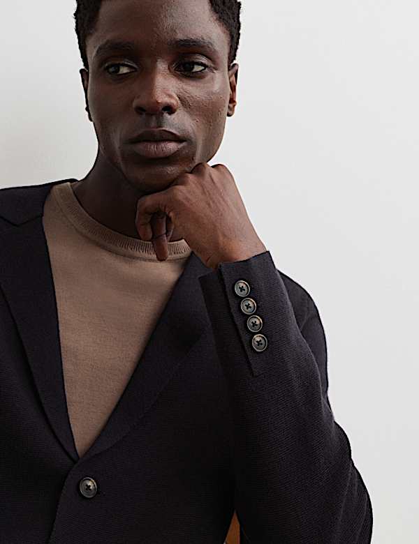 Pure Merino Wool Knitted Blazer - BE