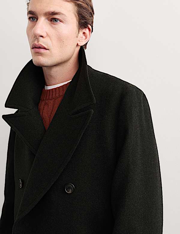 Pure Wool Double Breasted Revere Overcoat - MV