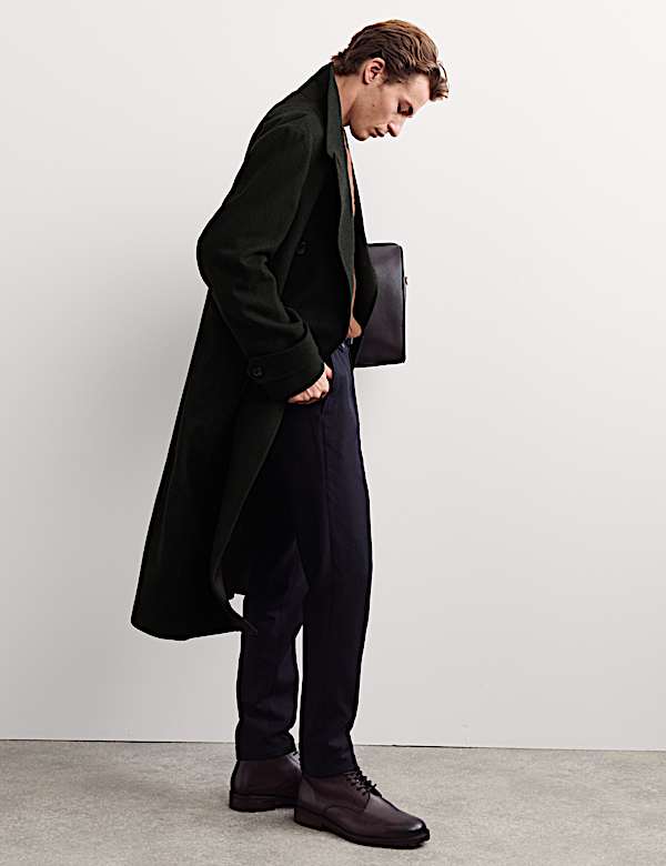 Pure Wool Double Breasted Revere Overcoat - MV