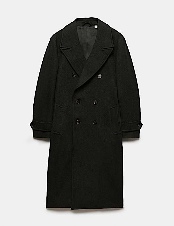 Pure Wool Double Breasted Revere Overcoat - MV