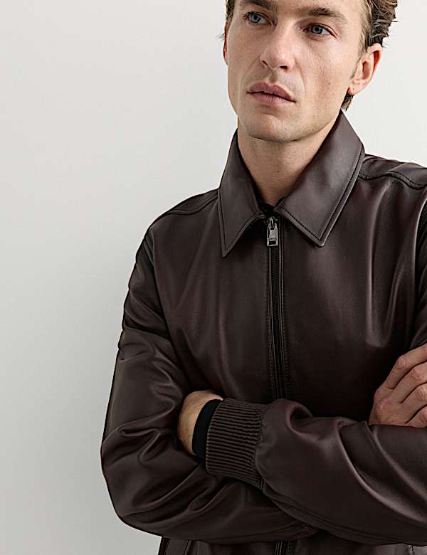 Burnished Leather Harrington Jacket - NZ
