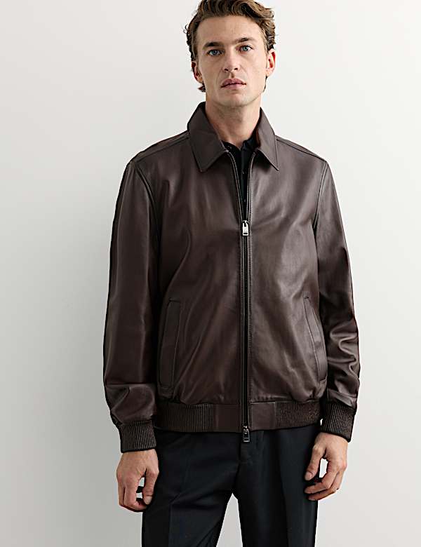 Burnished Leather Harrington Jacket - CA