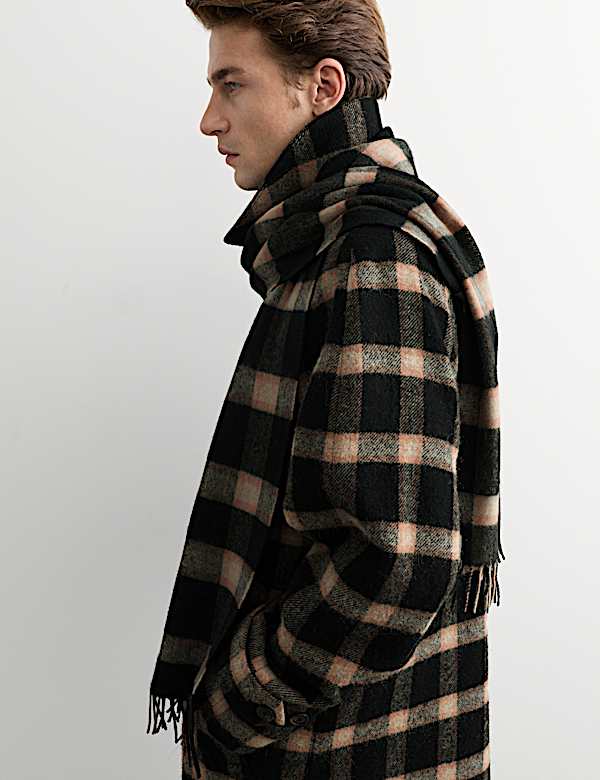 Pure Wool Check Overcoat - AU