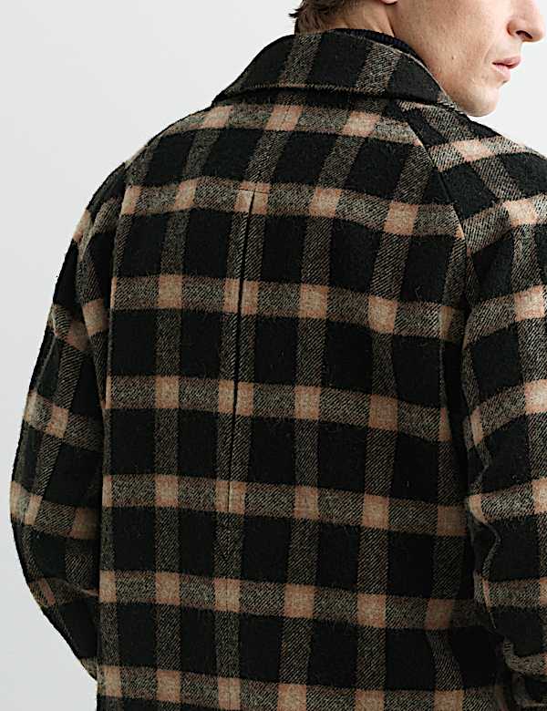 Pure Wool Check Overcoat - AU