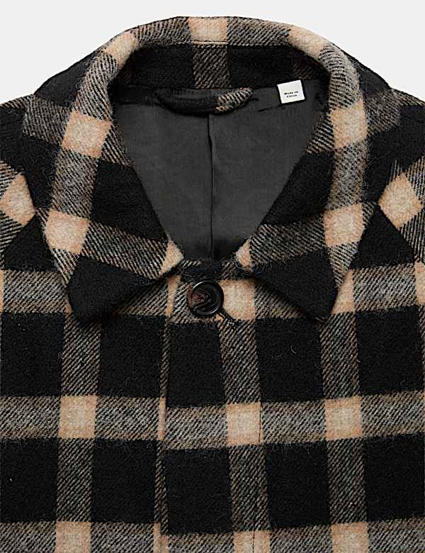 Pure Wool Check Overcoat - AU