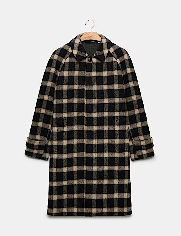 Pure Wool Check Overcoat - AU