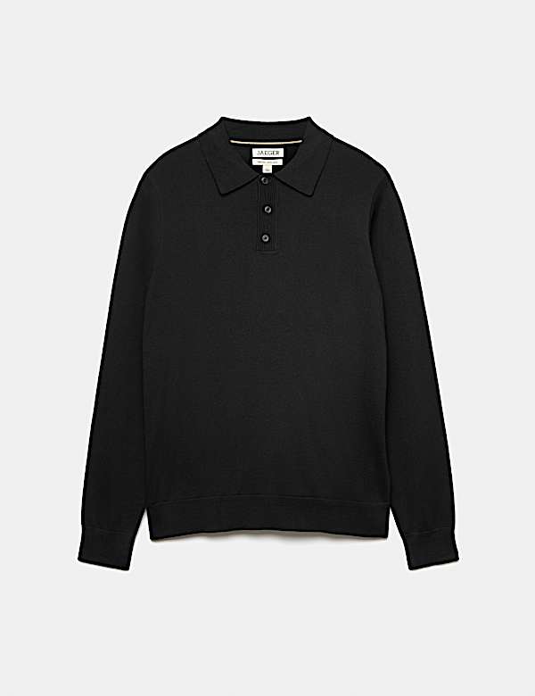 Merino Wool with Silk Knitted Polo Shirt - AU