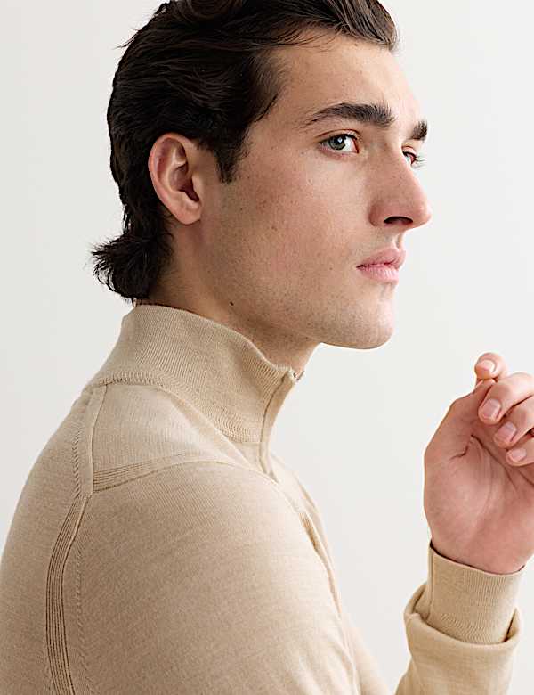 Merino Wool with Silk Half Zip Jumper - CZ