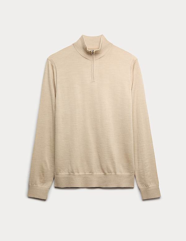 Merino Wool with Silk Half Zip Jumper - CZ