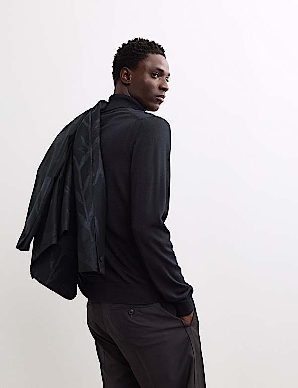 Extra Fine Merino Roll Neck Jumper with Silk - NL