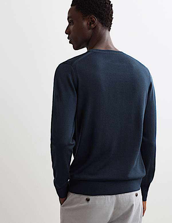 Extra Fine Merino Wool Crew Neck Jumper with Silk - NL