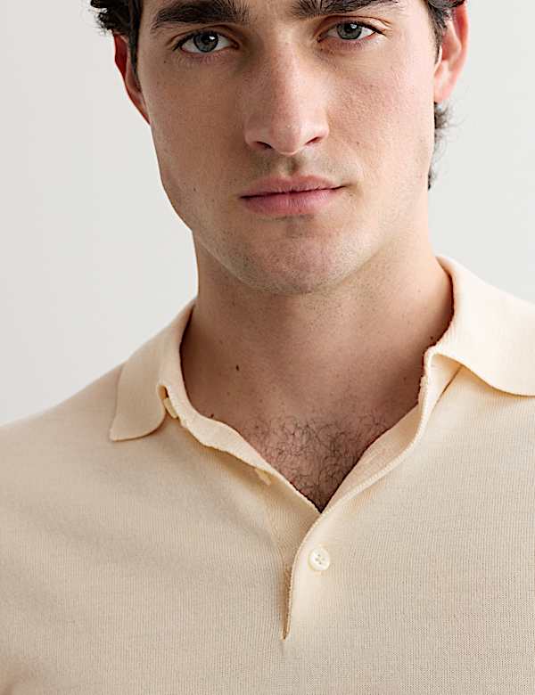 Merino Wool with Silk Knitted Polo Shirt - CZ