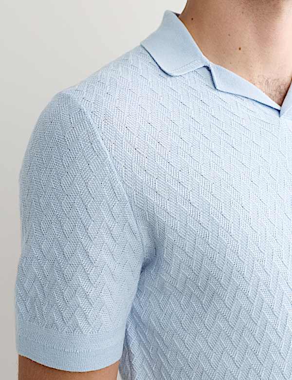 Merino Wool with Silk Knitted Polo Shirt - FR