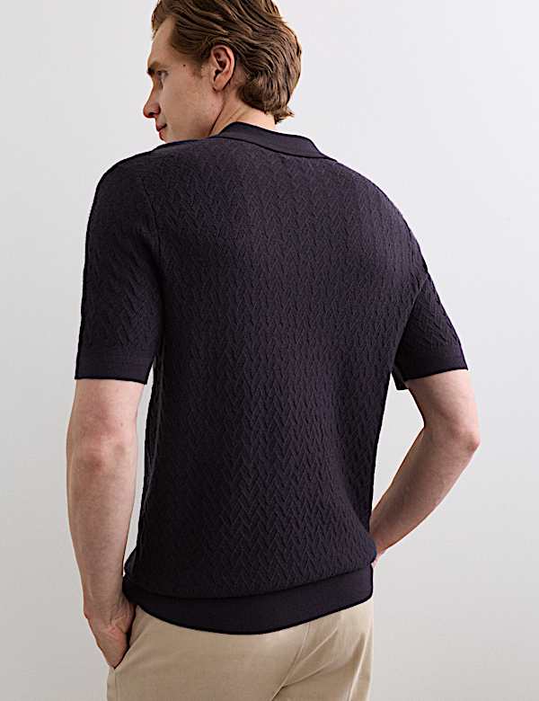 Merino Wool with Silk Knitted Polo Shirt - AU