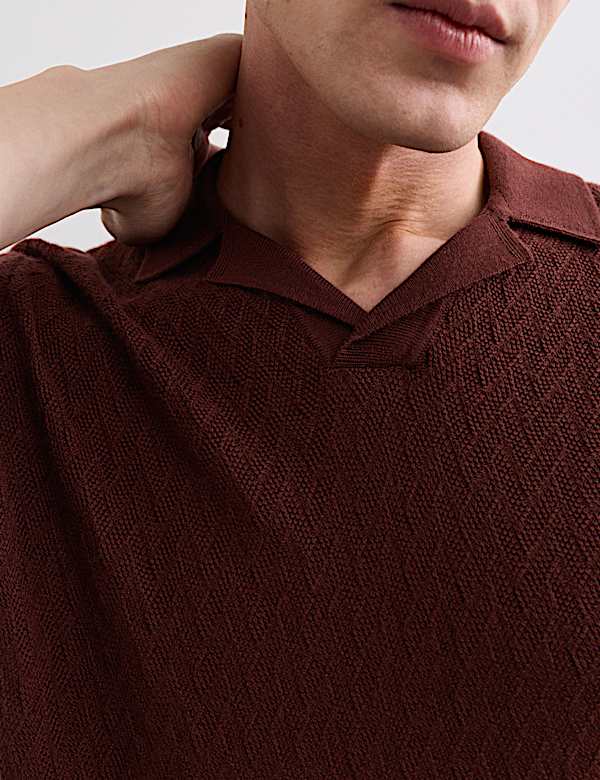 Merino Wool with Silk Knitted Polo Shirt - CZ