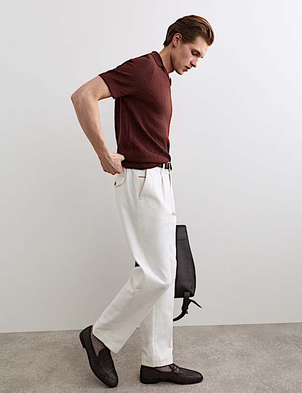 Merino Wool with Silk Knitted Polo Shirt - CZ