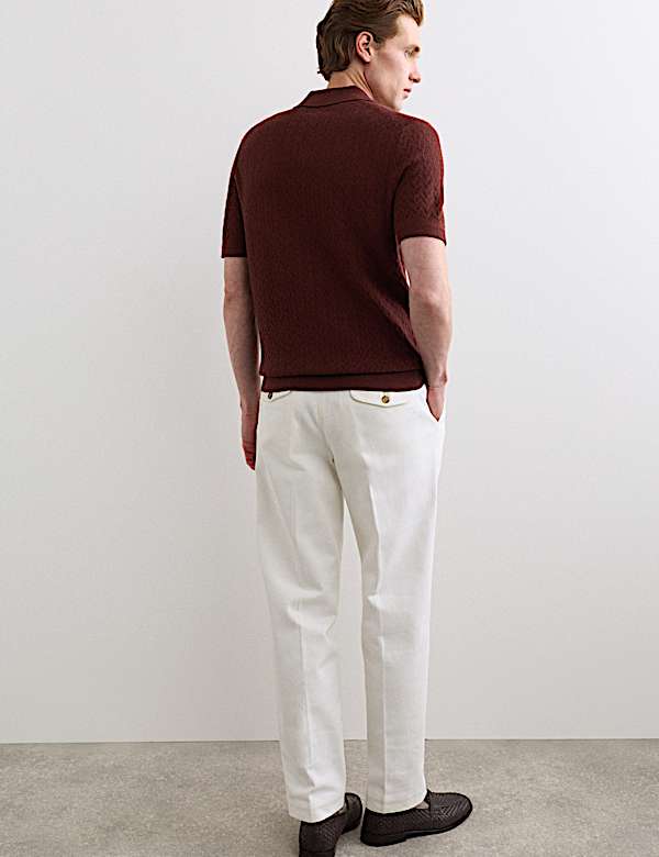 Merino Wool with Silk Knitted Polo Shirt - CZ