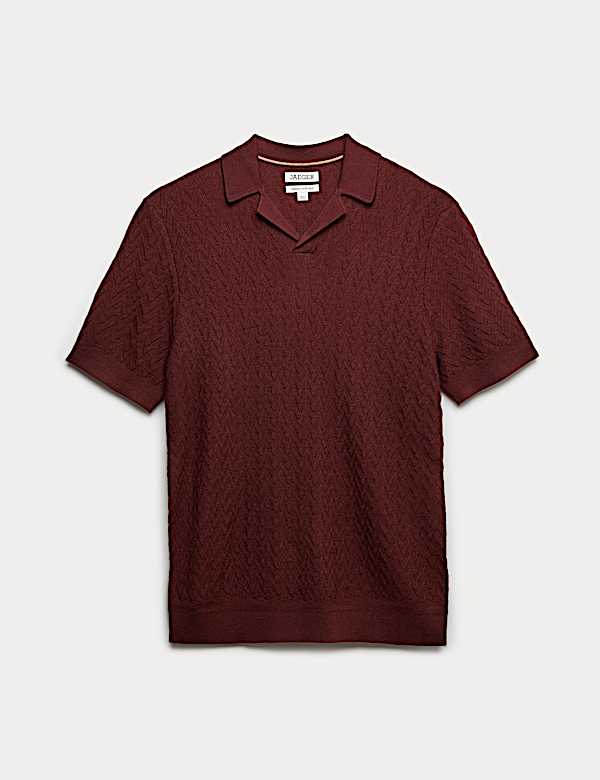 Merino Wool with Silk Knitted Polo Shirt - CZ