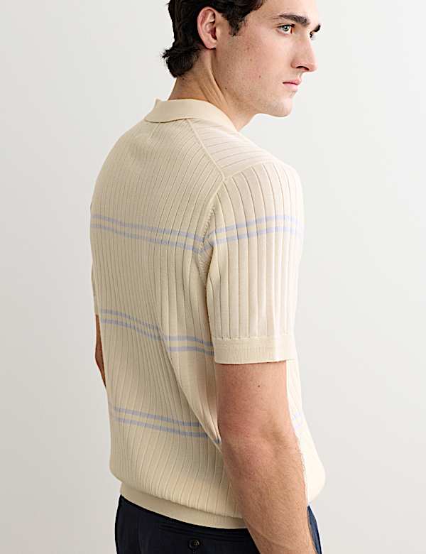 Merino Wool Rich Knitted Polo Shirt with Silk - GR