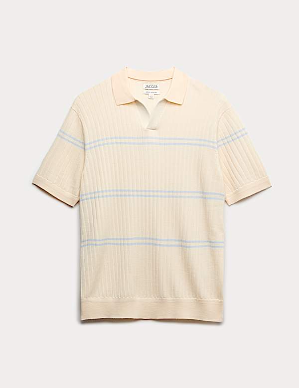 Merino Wool Rich Knitted Polo Shirt with Silk - GR