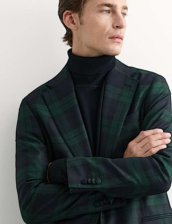 Tailored Fit British Check Suit Jacket - NZ