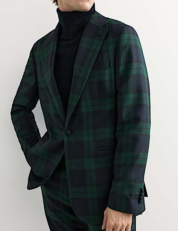 Tailored Fit British Check Suit Jacket - NZ