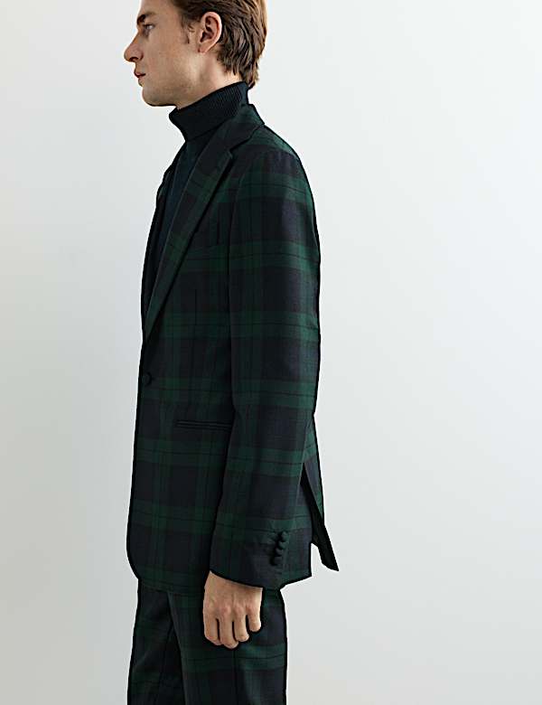 Tailored Fit British Check Suit Jacket - NZ