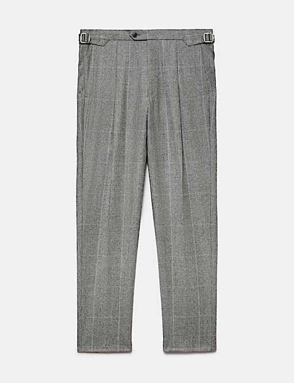 Tailored Fit Italian Wool Check Trousers - AU