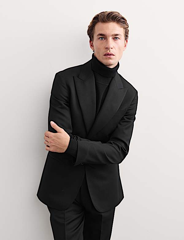 Tailored Fit Pure Wool Tuxedo Jacket - AU