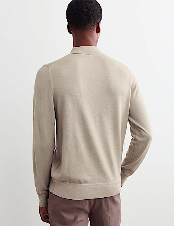 Merino Wool Rich with Silk Knitted Polo Shirt - CZ