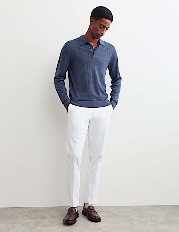 Merino Wool Rich Knitted Polo Shirt with Silk - CA