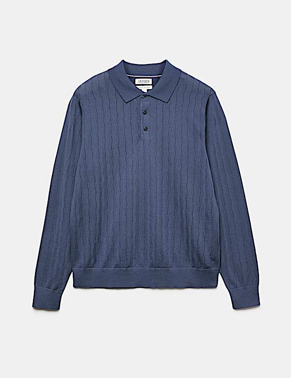 Merino Wool Rich Knitted Polo Shirt with Silk - CA
