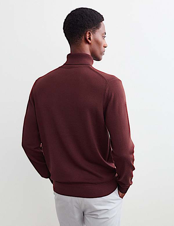 Merino Wool Rich Roll Neck Jumper with Silk - CA