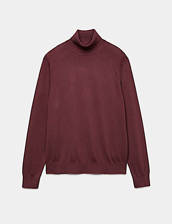 Merino Wool Rich Roll Neck Jumper with Silk - CA